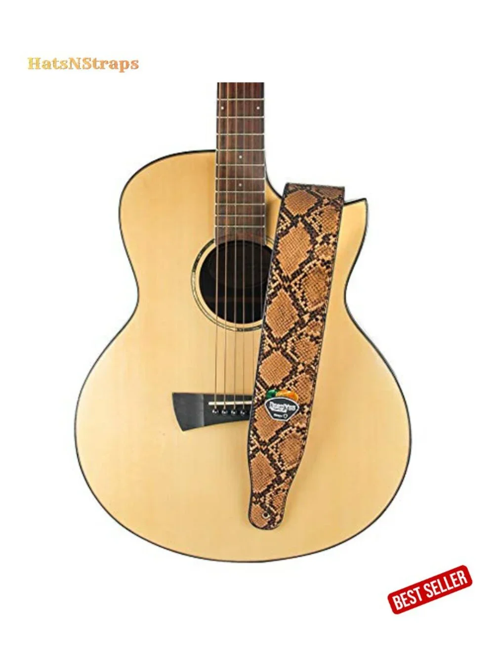 Snake Pattern Soft PU Leather Guitar Strap with Picks
